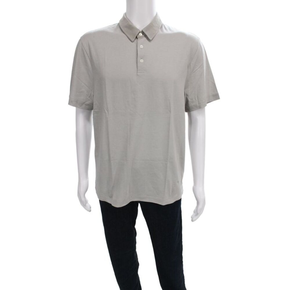 James Perse Mens Short Sleeve Collared Lightweight Polo Shirt Gray Size 3